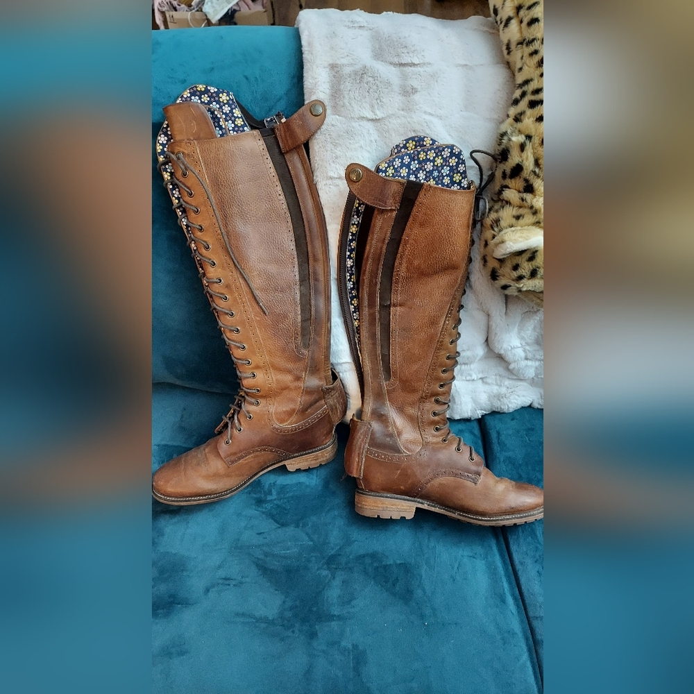 Tredstep Boots Legacy Tall Boots Brown Leather Lace Up Size 38 Horseback Riding
